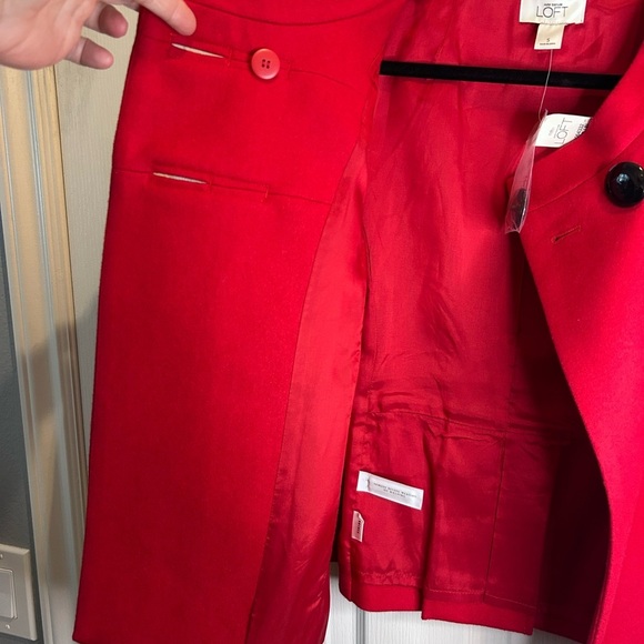 😍LOFT NWT Red Pea Coat with Double Breasted Style and Prominent Collar - Picture 7 of 16